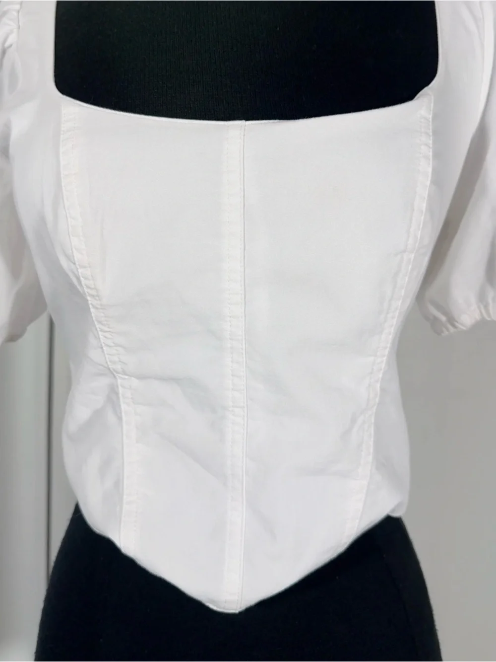 Abercrombie & Fitch White Puff Sleeve Corset Top